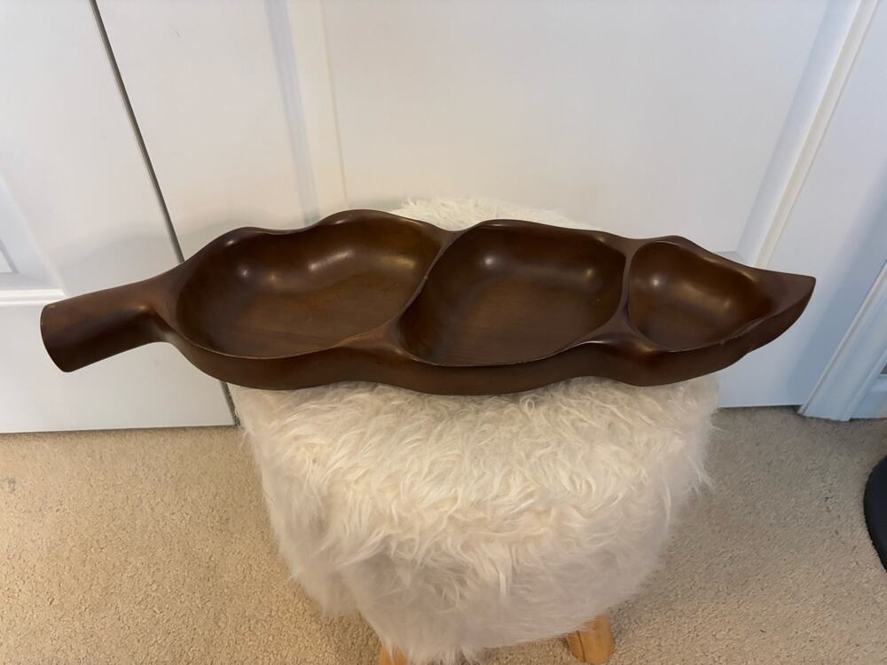 vintage mid century monkey pod wood serving tray